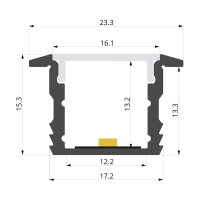 Einbau LED-Profil mit Kragen 23x15mm