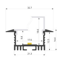 Einbau LED-Profil mit Kragen 33x14mm