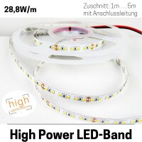 LED Steifen 24V 28,8W/m Stripe dimmbar Band warmweiß: 1-5m + Zuleitung High Performance