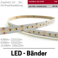 LED Stripe 24V LED-Streifen LED-Band: 1 bis 5m + Zuleitung Premium Qualit&auml;t CRI&gt;90