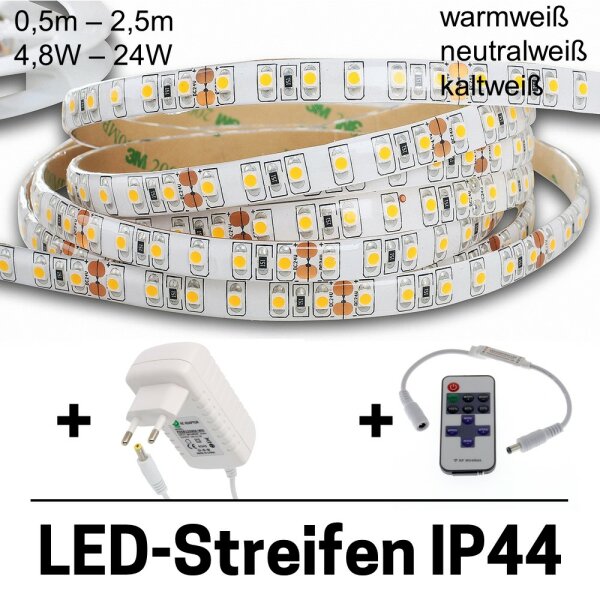 LED Stripe IP44 3000K 4000K 6000K Zuschnitt 0,5-5m wasserdicht